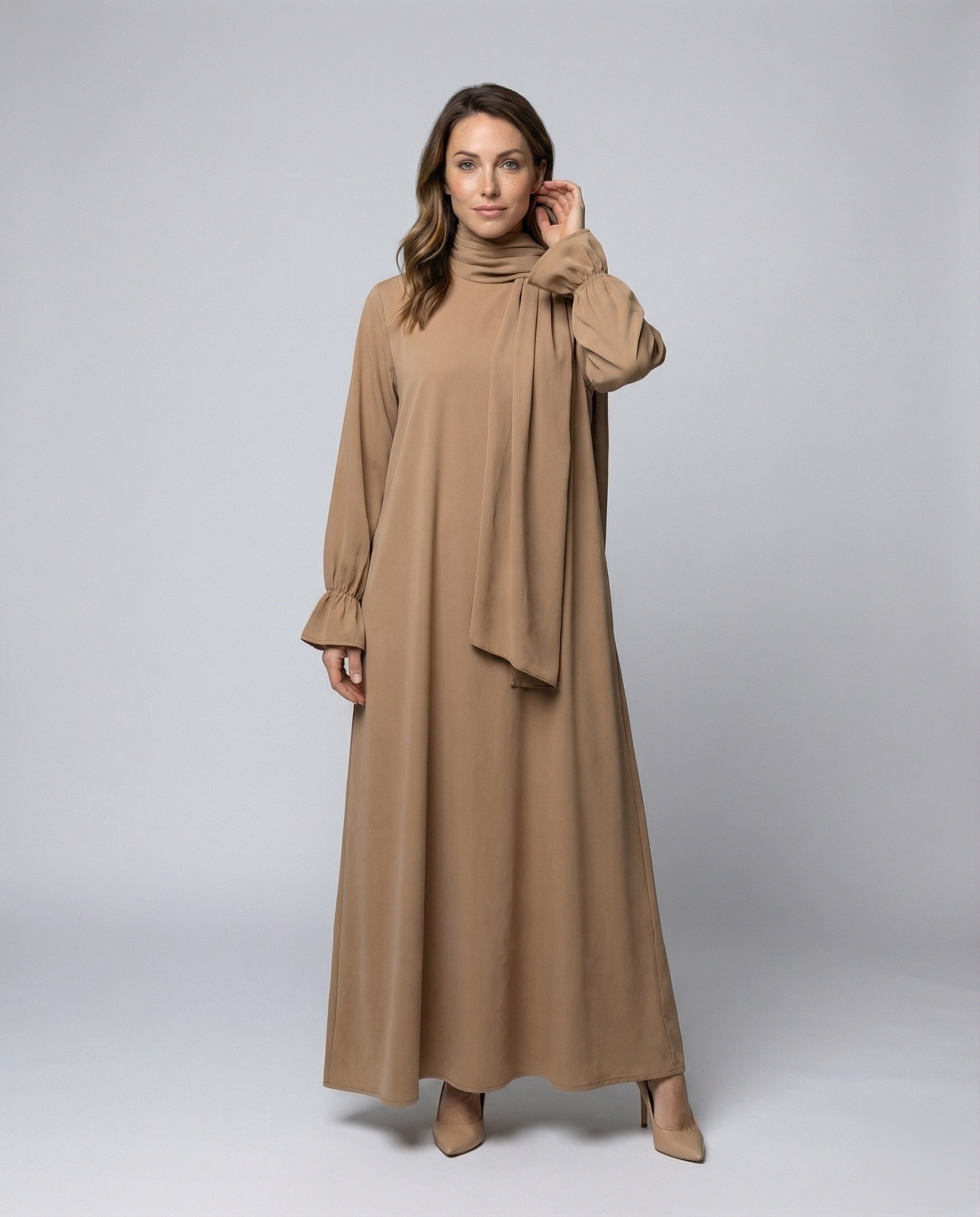 Abito Lungo Donna Abaya con Mantella a Strati - Brentozzi