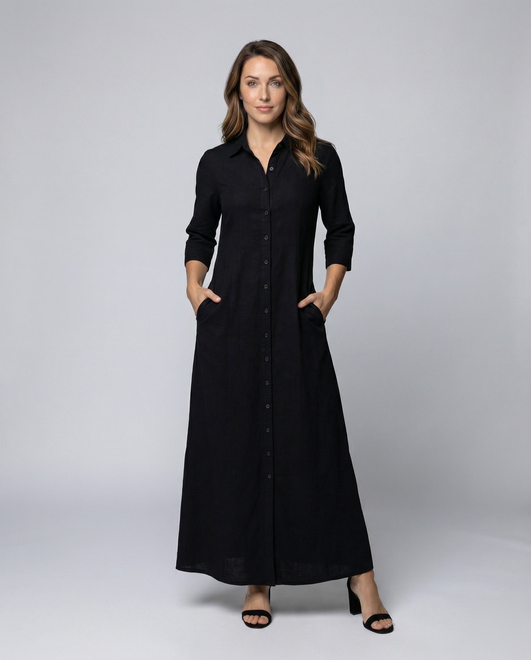Abito Camicia Lungo Donna con Spacchi Laterali - Brentozzi