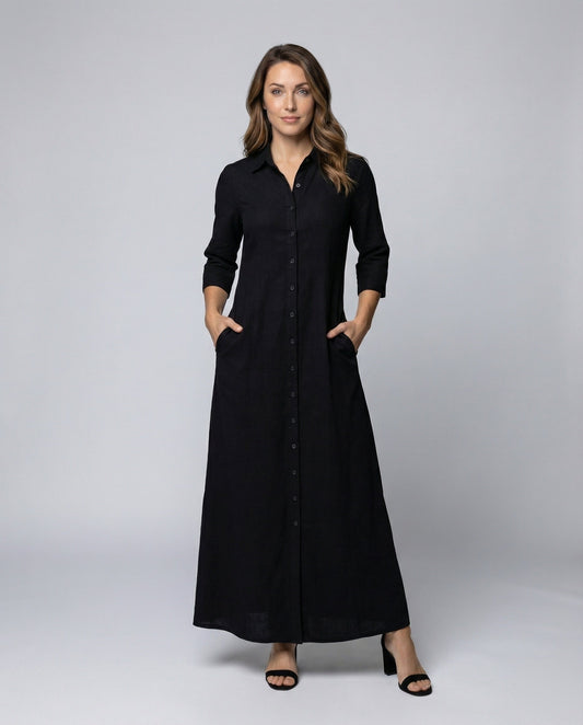 Abito Camicia Lungo Donna con Spacchi Laterali - Brentozzi