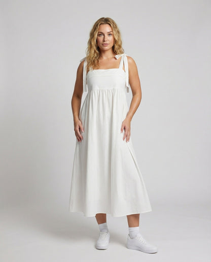 Abito Midi Donna Sottile con Spalline e Fiocchi - Brentozzi
