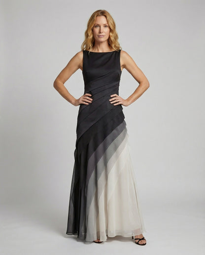 Abito da Sera Donna Multistrato con Sovragonna in Chiffon - Brentozzi