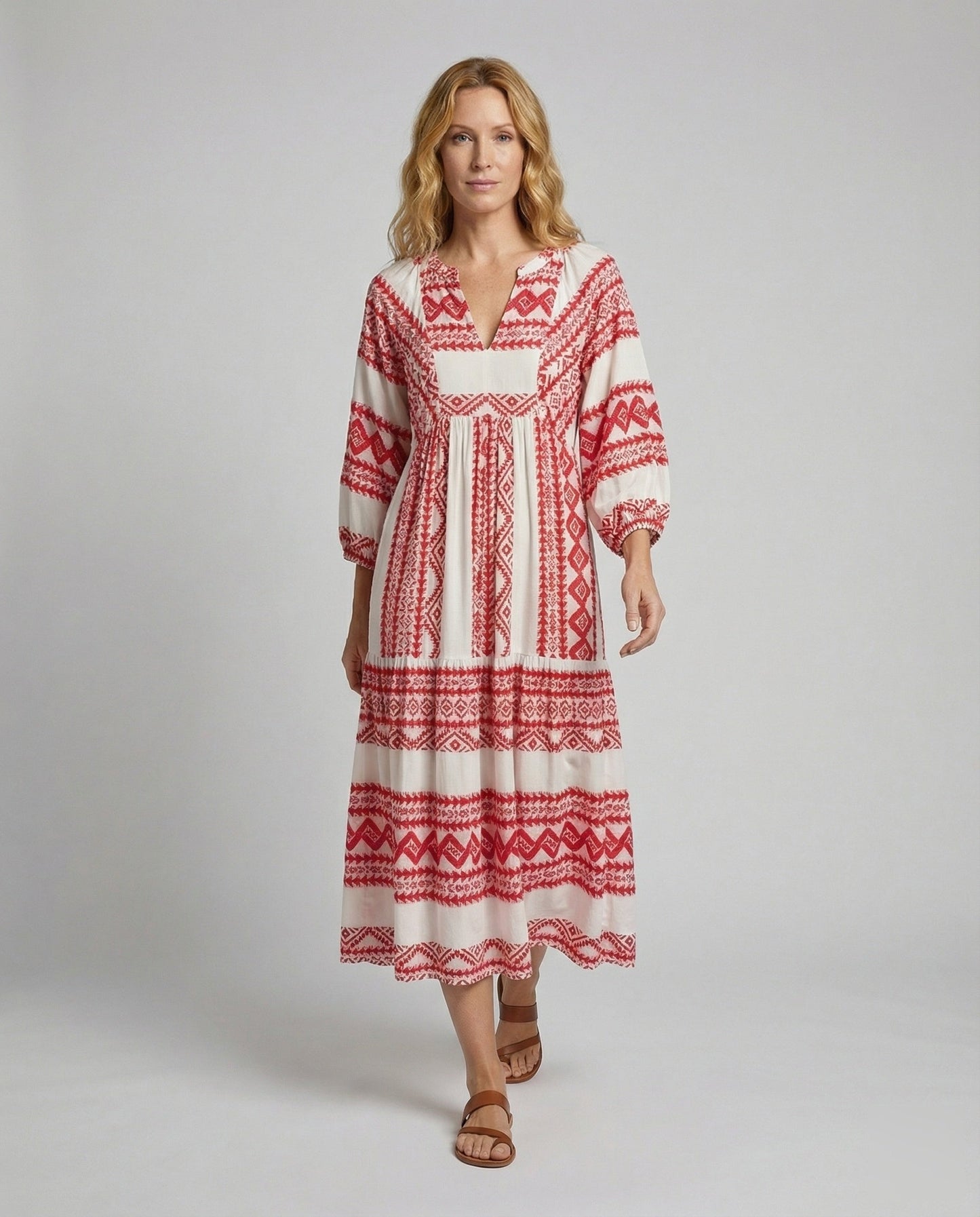 Abito Maxi Donna Boho Multistrato con Volant - Brentozzi
