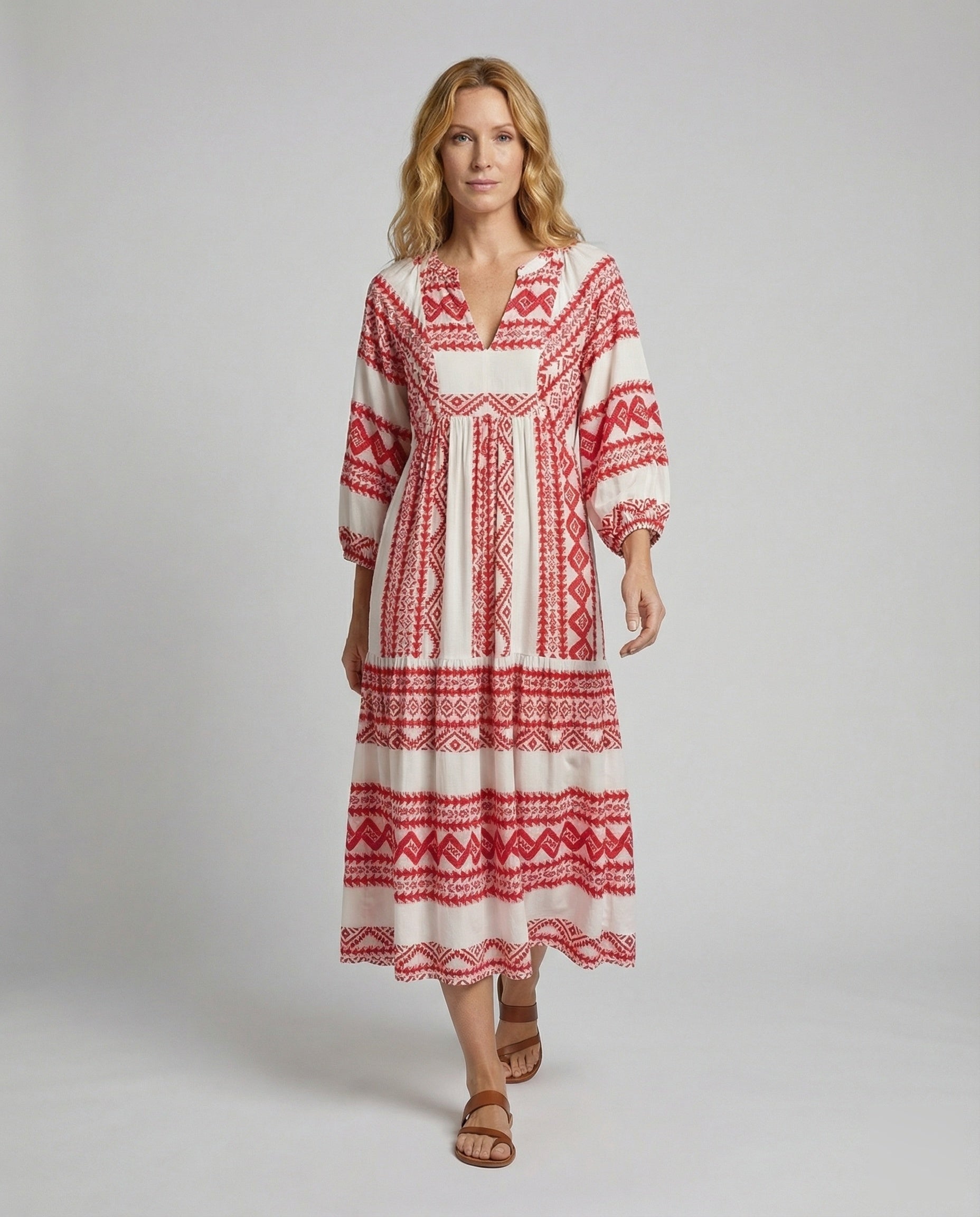 Abito Maxi Donna Boho Multistrato con Volant - Brentozzi