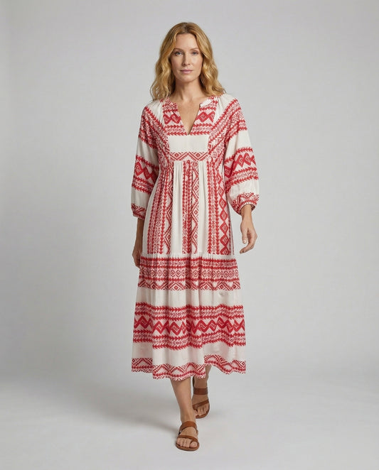 Abito Maxi Donna Boho Multistrato con Volant - Brentozzi