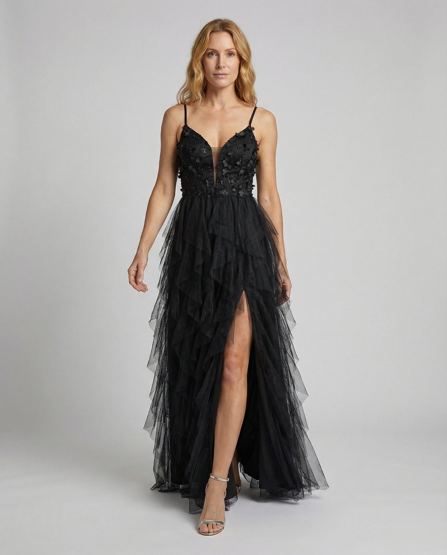 Abito da Sera Donna in Tulle Multistrato Ricamato - Brentozzi