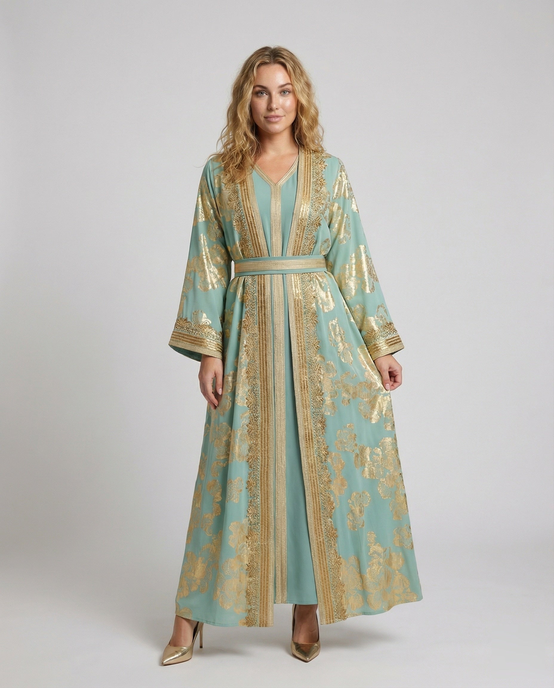 Kaftano Donna con Pizzo e Bordo Decorativo Elegante - Brentozzi