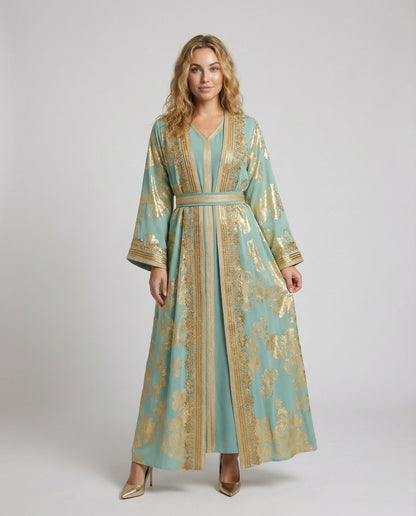 Kaftano Donna con Pizzo e Bordo Decorativo Elegante - Brentozzi