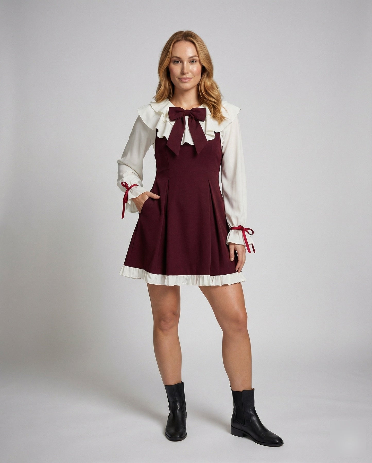 Abito Mini Donna Romantico Colletto Volant - Brentozzi