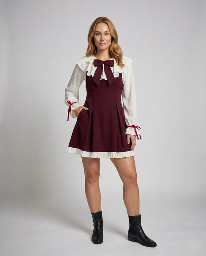 Abito Mini Donna Romantico Colletto Volant - Brentozzi