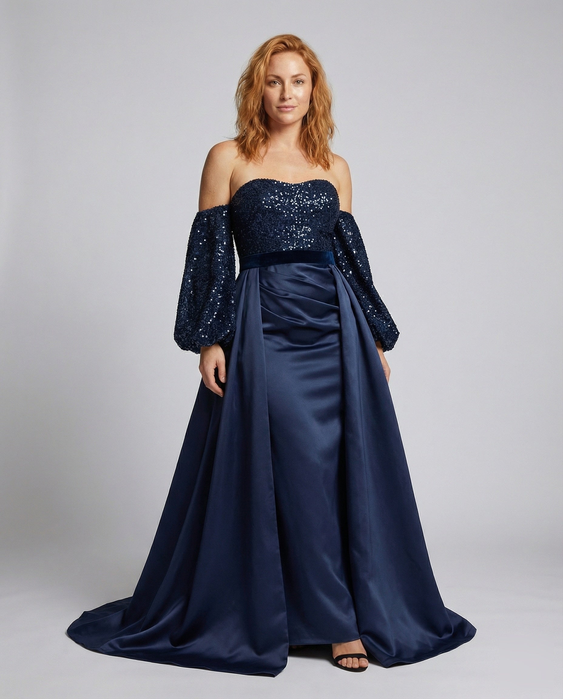 Abito Sera Donna Bustier Paillettes Spalle Scoperte - Brentozzi