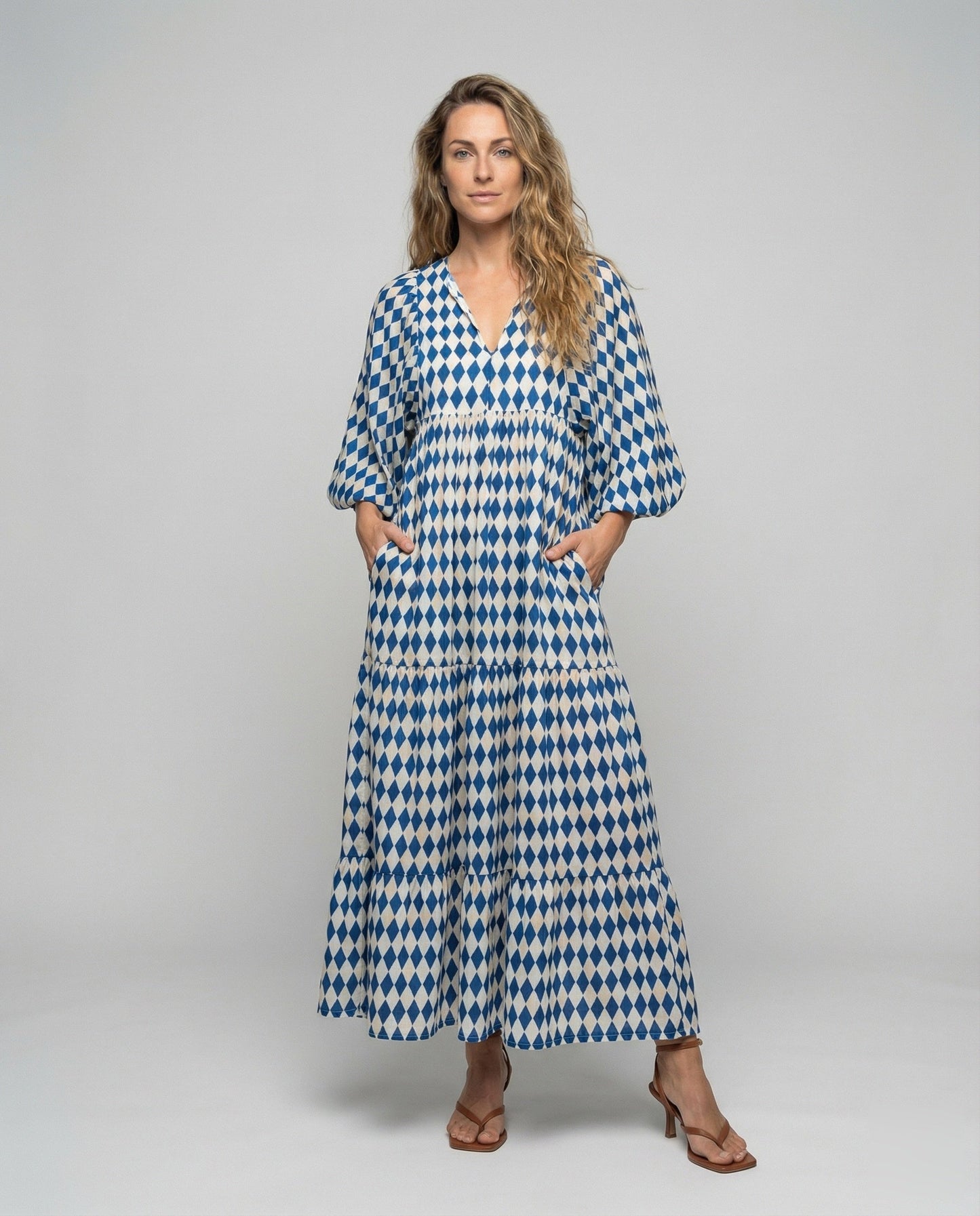 Abito Donna in Chiffon con Maniche a Palloncino a Balze - Brentozzi
