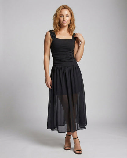 Abito Maxi Donna in Chiffon Sottoveste Sagomata - Brentozzi