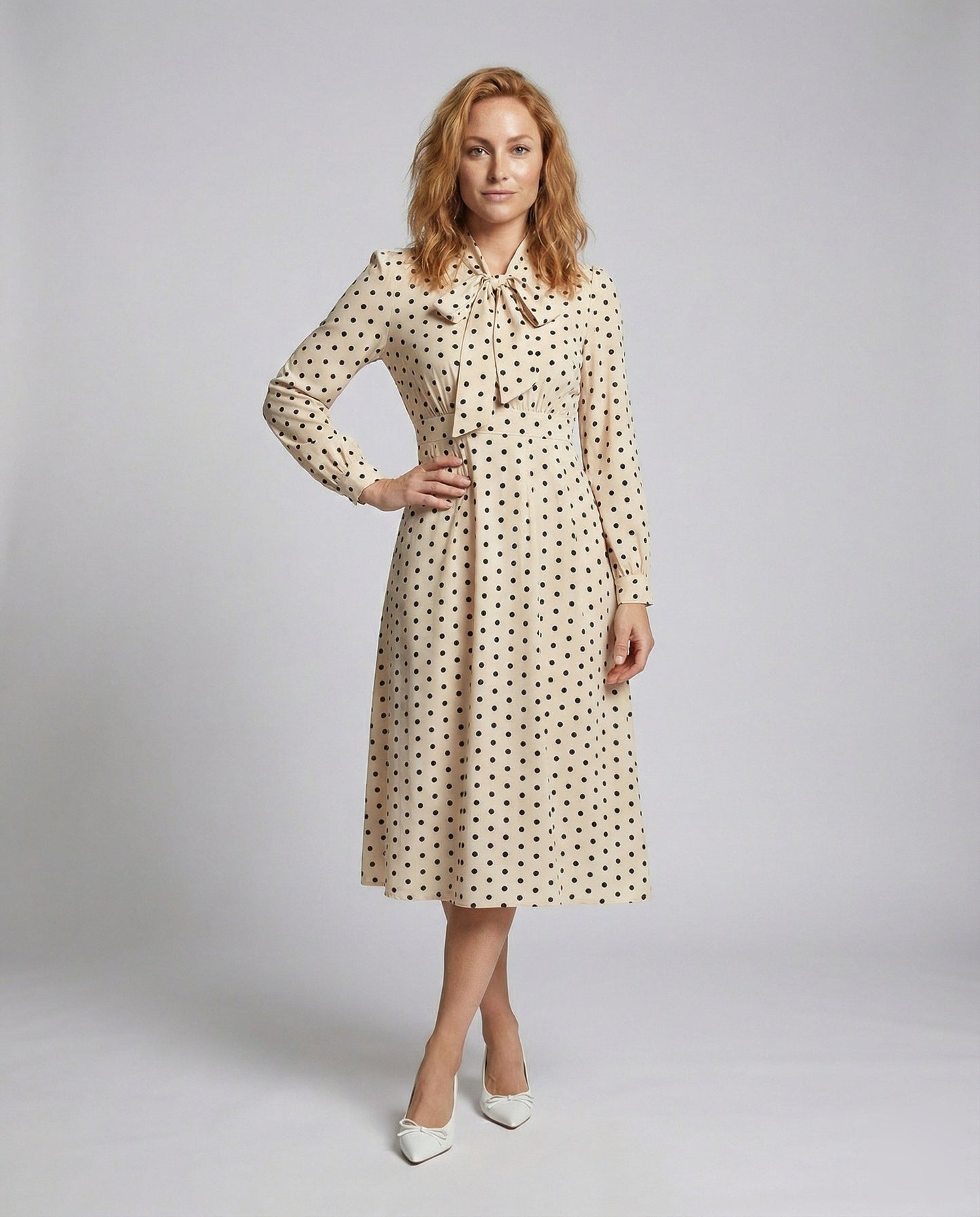 Abito Midi Donna Scollo con Fiocco Taglio Sagomato - Brentozzi