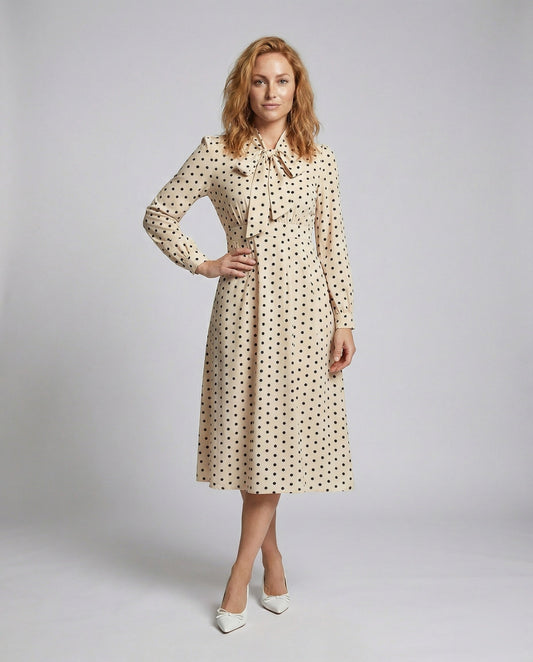 Abito Midi Donna Scollo con Fiocco Taglio Sagomato - Brentozzi