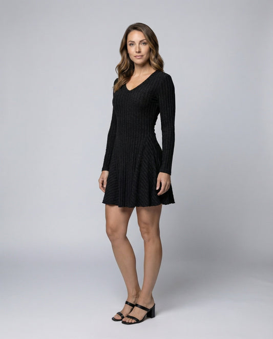 Abito Minikleid Donna in Maglia Costine Svasato - Brentozzi