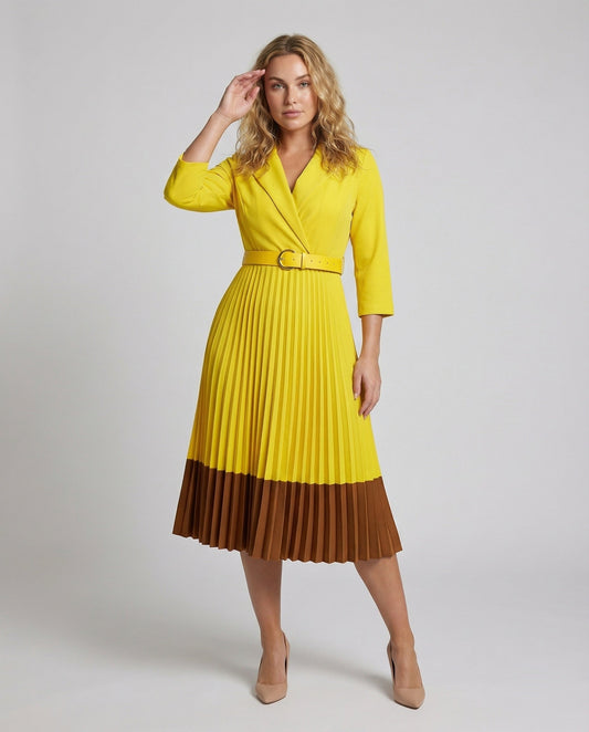 Abito Midi Donna Effetto Blazer con Plissé - Brentozzi
