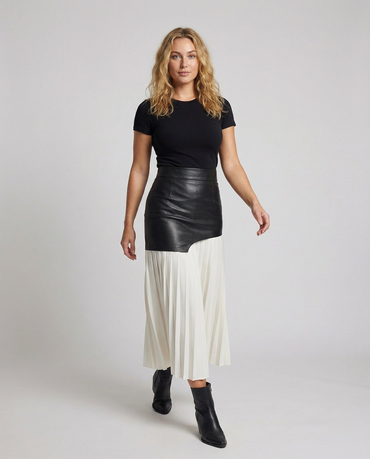 Gonna Due Pezzi Donna con Sovrapposizione in Ecopelle - Brentozzi