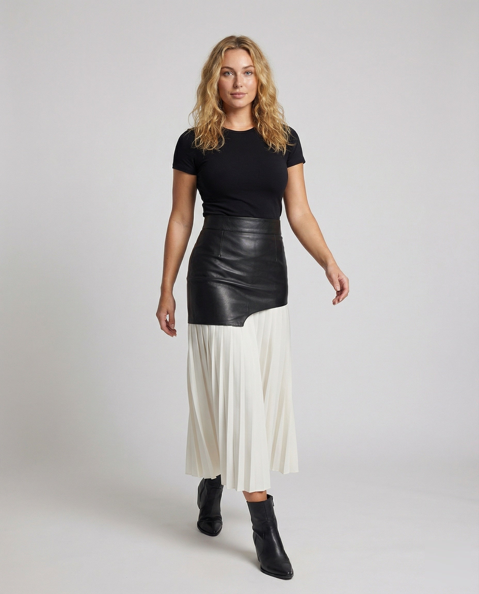Gonna Due Pezzi Donna con Sovrapposizione in Ecopelle - Brentozzi