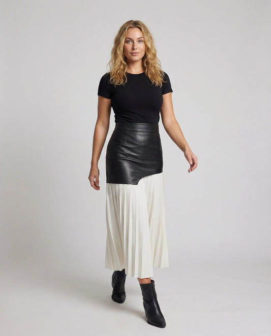 Gonna Due Pezzi Donna con Sovrapposizione in Ecopelle - Brentozzi