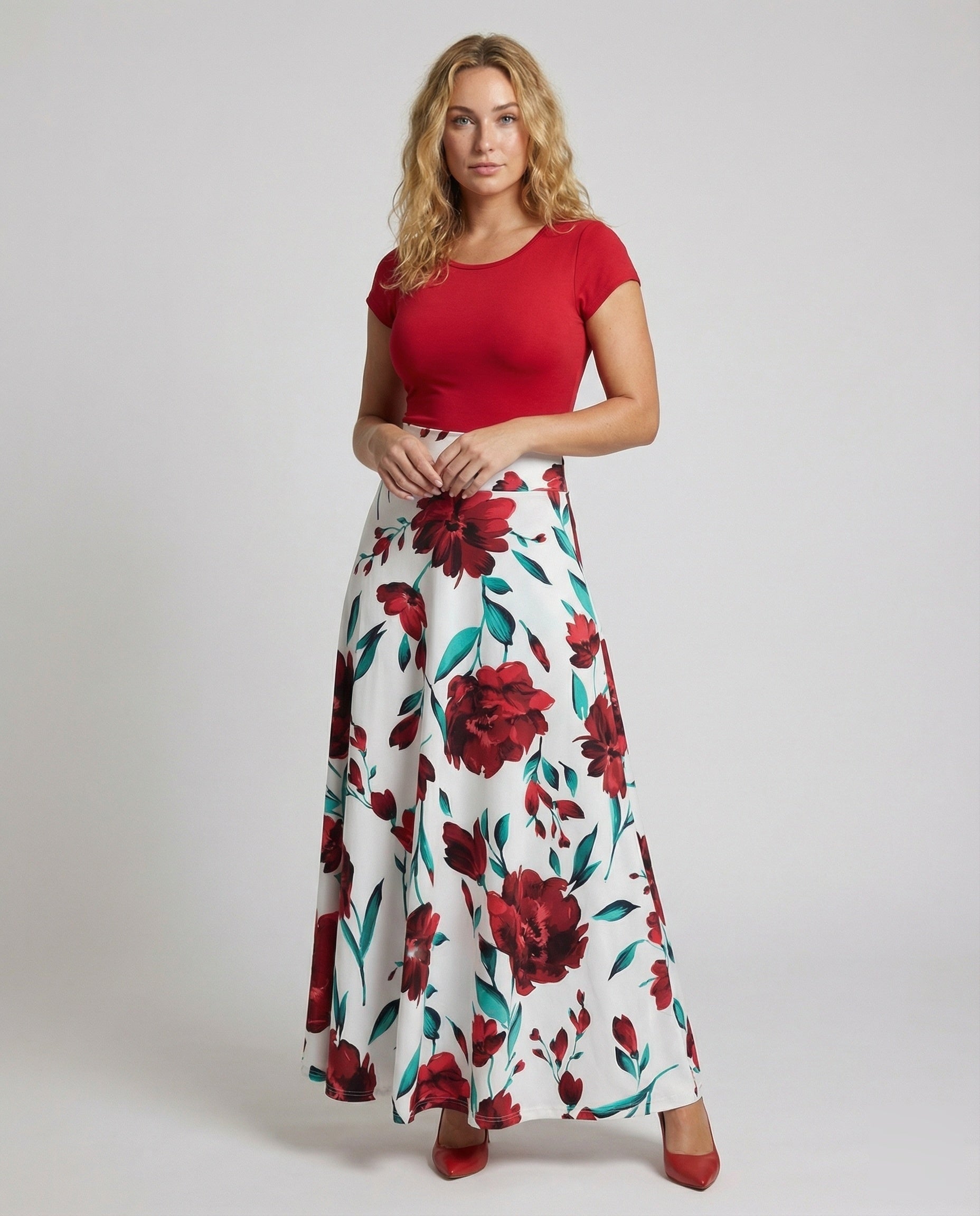 Completo Maxi Donna Gonna a Fiori Due Pezzi - Brentozzi
