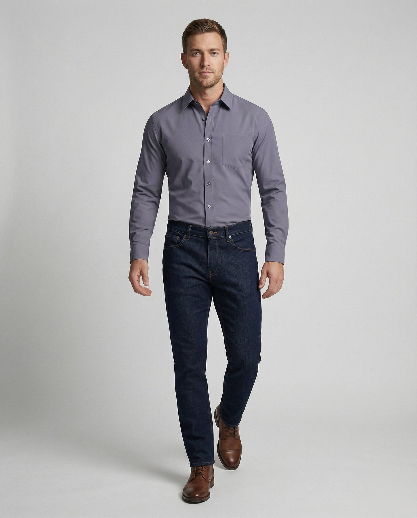 Camicia Uomo Business Slim Fit con Tessuto Elasticizzato - Brentozzi