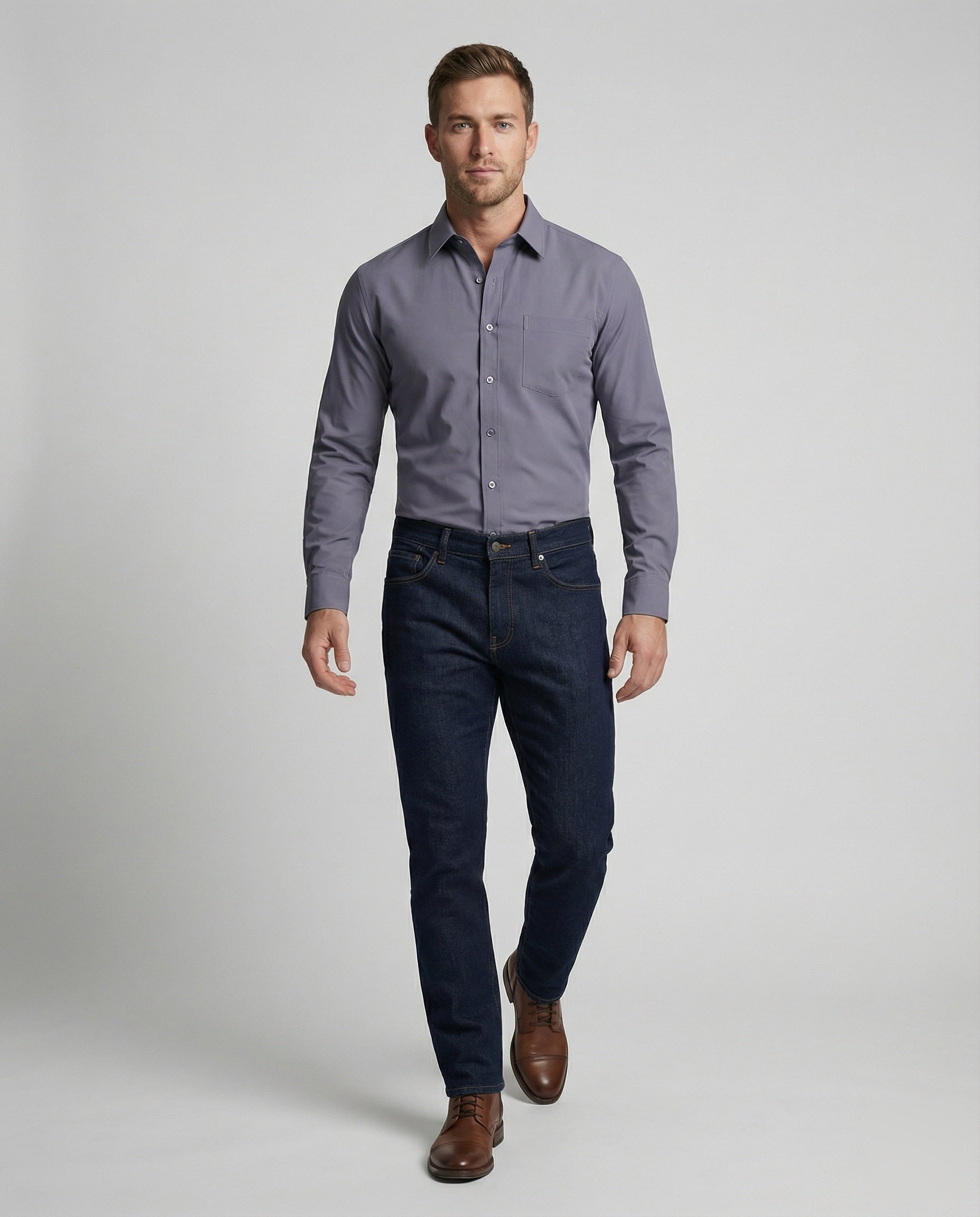 Camicia Uomo Business Slim Fit con Tessuto Elasticizzato - Brentozzi