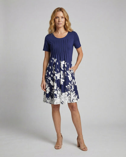Abito A-Linea Donna con Stampa Floreale Verticale - Brentozzi