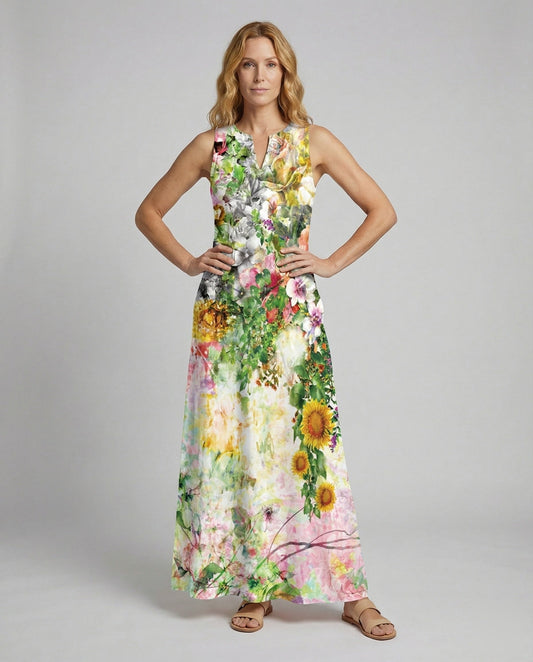 Abito Maxi Donna Smanicato Spacco a V - Brentozzi