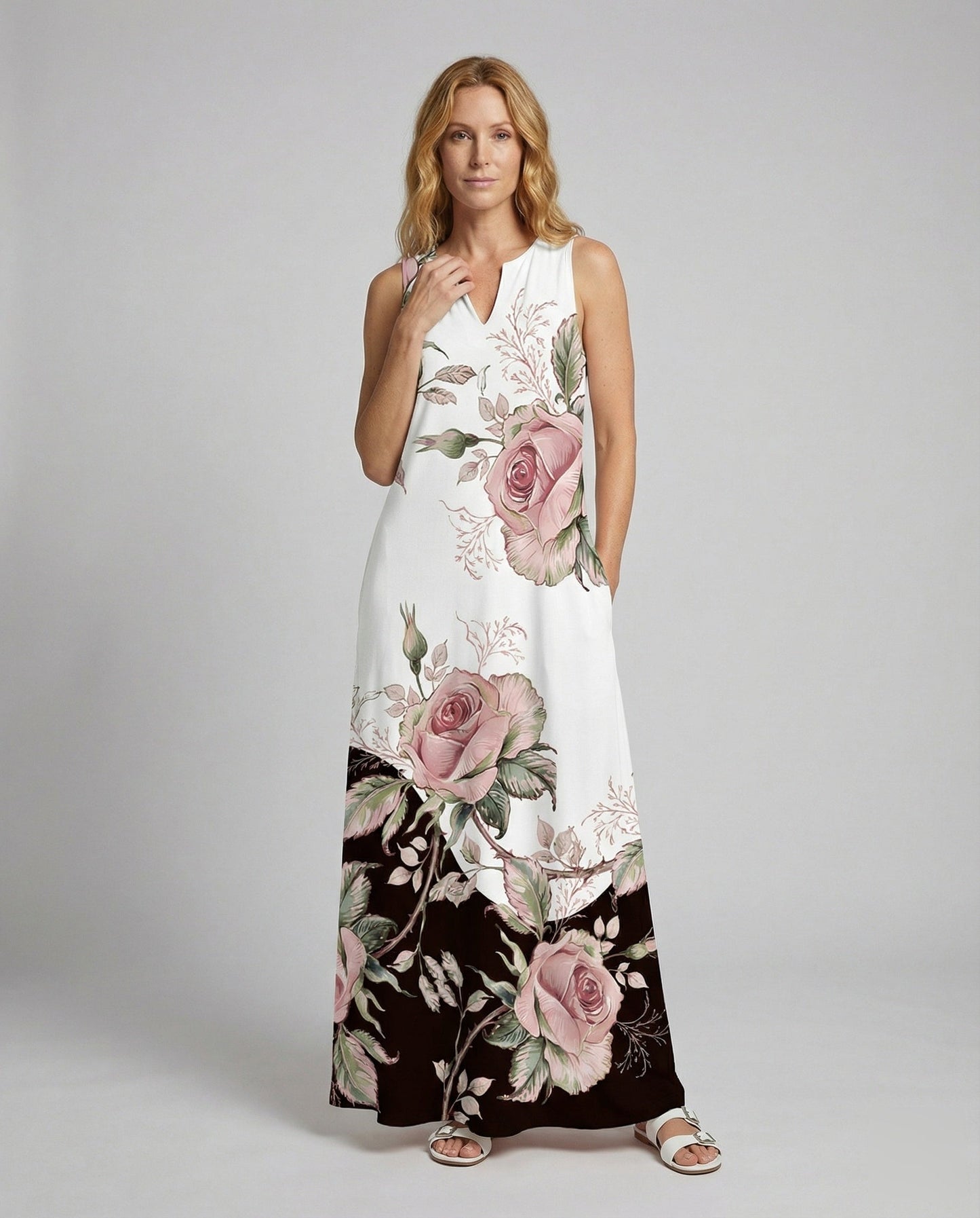 Abito Maxi Donna Smanicato Orlo a Coda di Rondine - Brentozzi