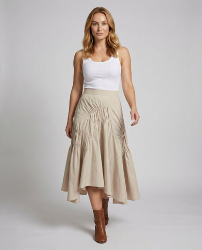 Gonna A-Linea Donna Asimmetrica con Volant - Brentozzi