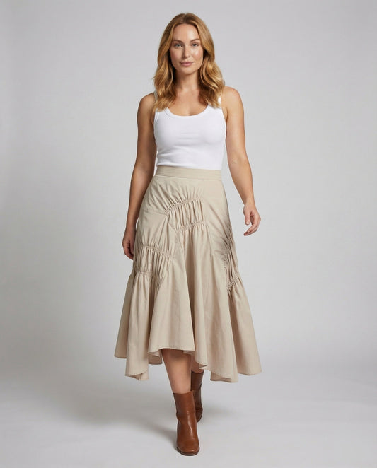 Gonna A-Linea Donna Asimmetrica con Volant - Brentozzi