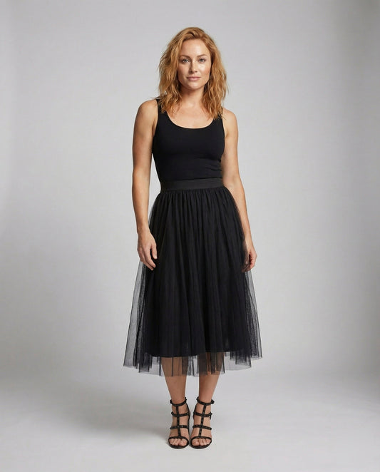 Gonna Lunga Donna in Tulle Volant Taglio A-Linea - Brentozzi