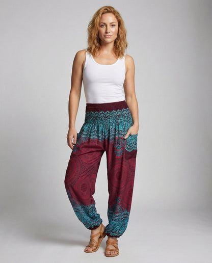 Pantaloni Harem Donna Stile Boho Vita Elasticizzata - Brentozzi