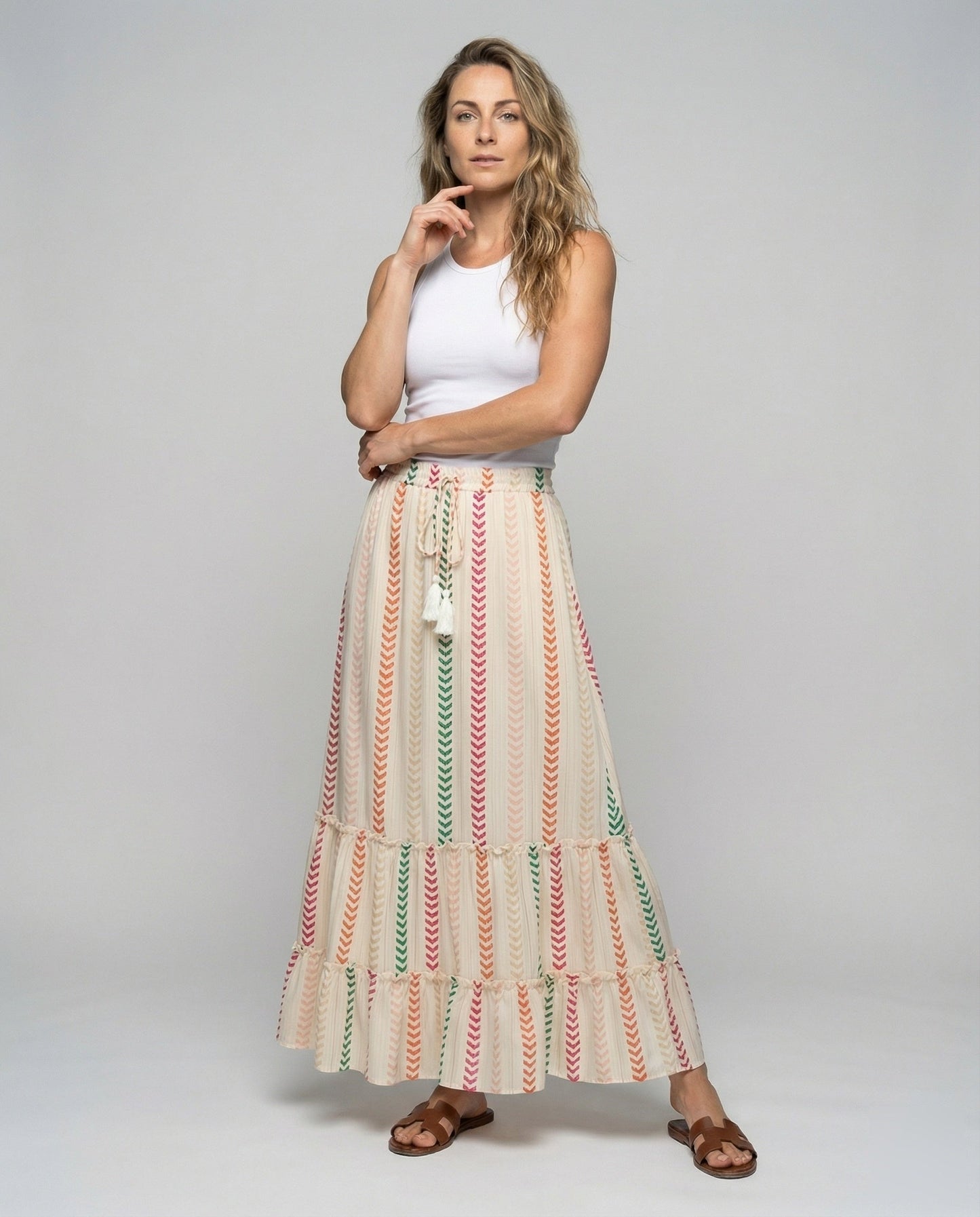 Gonna Donna Boho a Balze Tessuto Leggero - Brentozzi