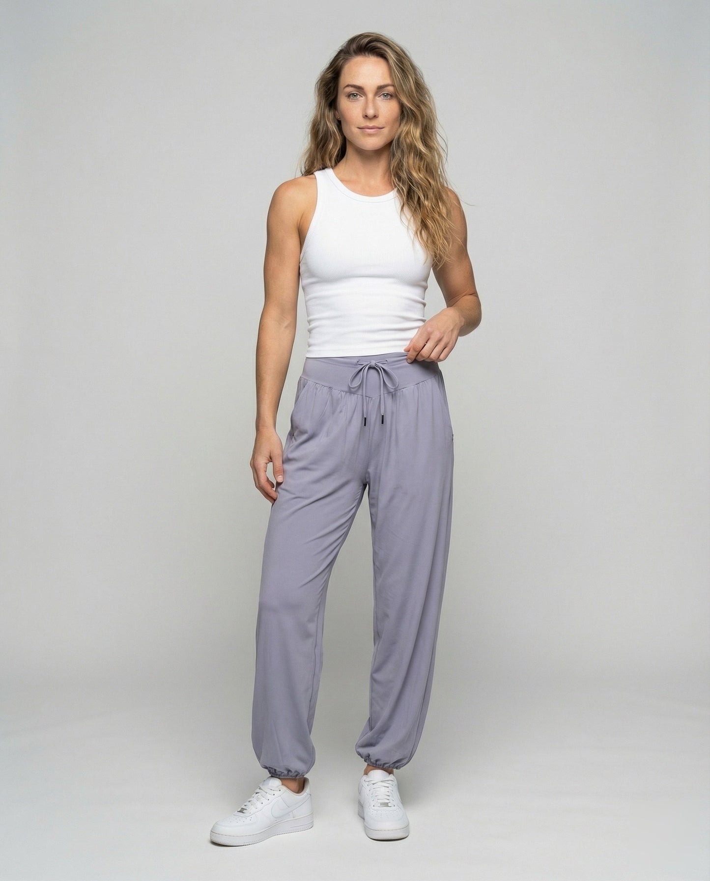 Pantaloni Donna Drappeggiati Relax Fondo Elastico - Brentozzi