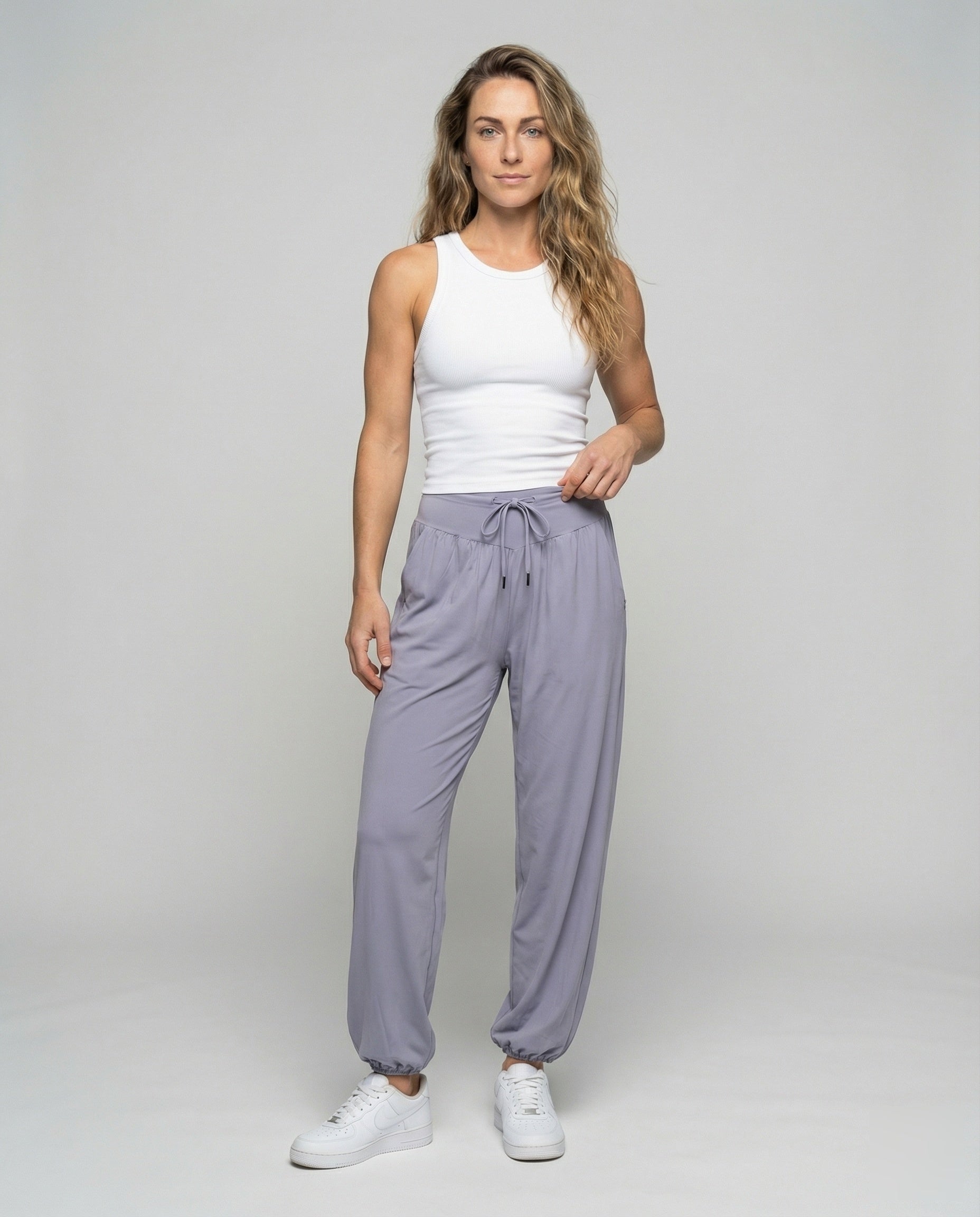 Pantaloni Donna Drappeggiati Relax Fondo Elastico - Brentozzi