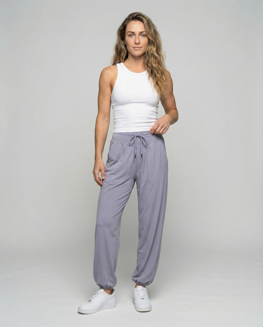 Pantaloni Donna Drappeggiati Relax Fondo Elastico - Brentozzi