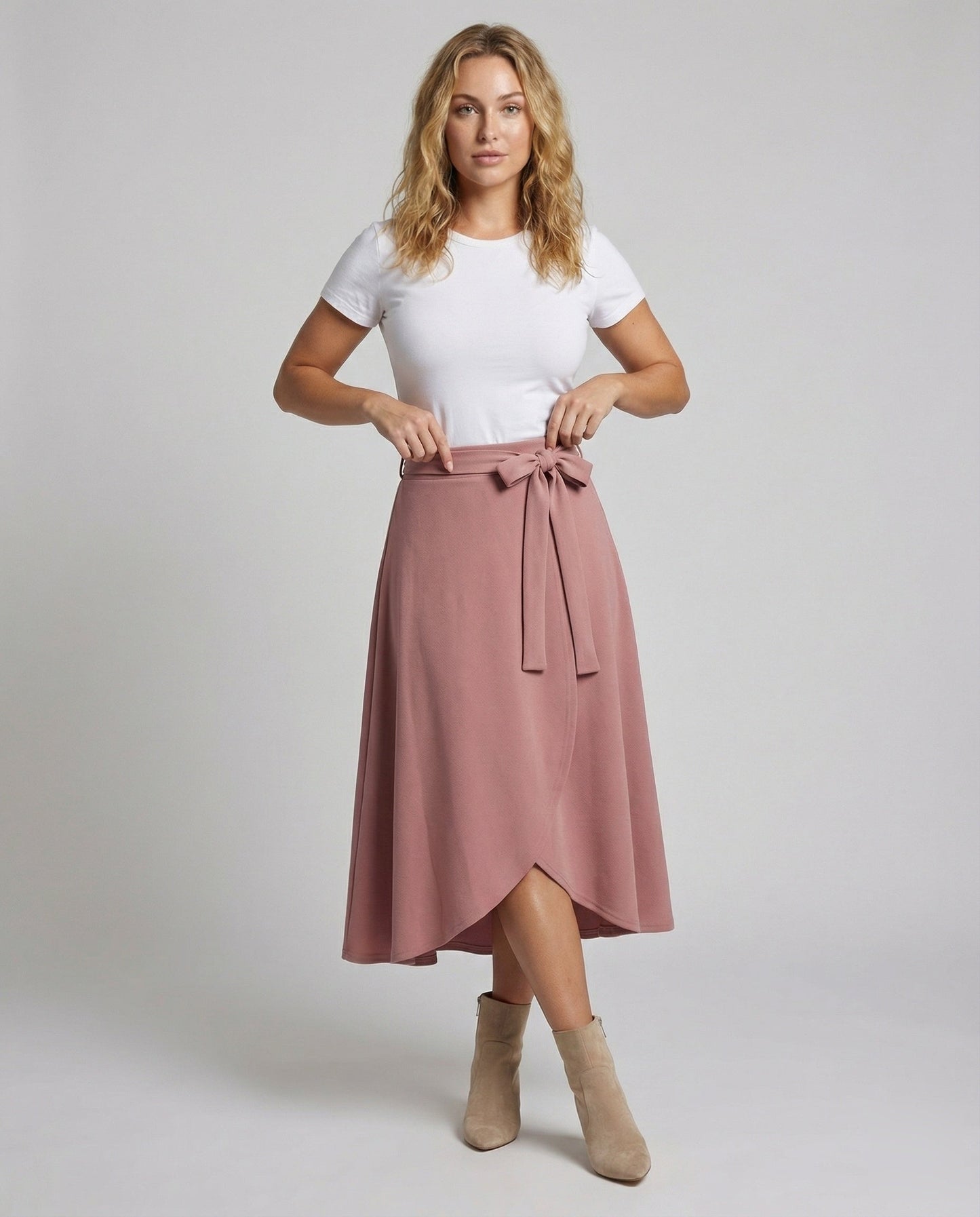 Gonna Midi Donna Sovrapposta con Fascia in Vita - Brentozzi