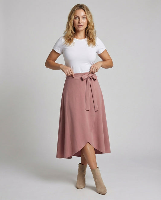 Gonna Midi Donna Sovrapposta con Fascia in Vita - Brentozzi