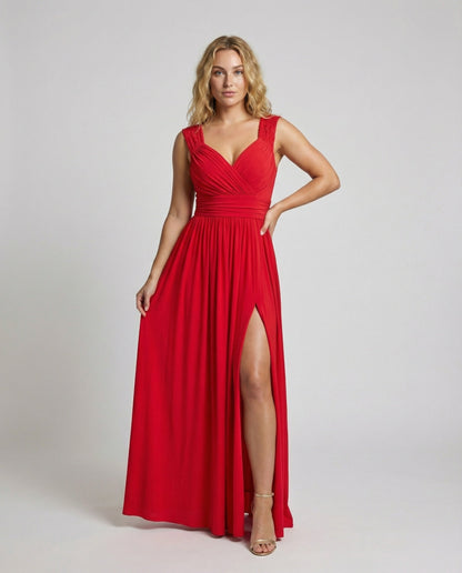 Abito Maxi Elegante Donna con Spacco Laterale - Brentozzi