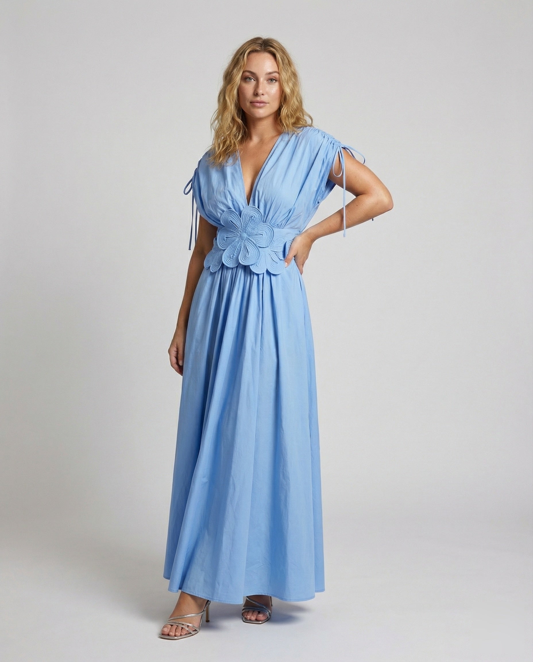 Abito Maxidress Donna Elegante con Maniche a Sbuffo - Brentozzi