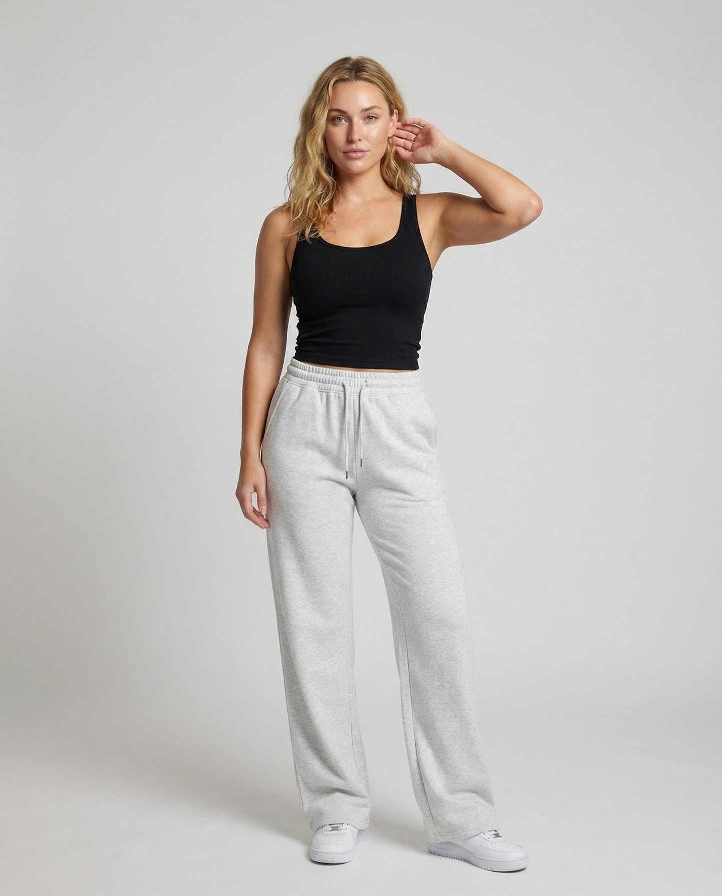 Pantaloni Donna Relax in Cotone Frotteé Vita Alta - Brentozzi