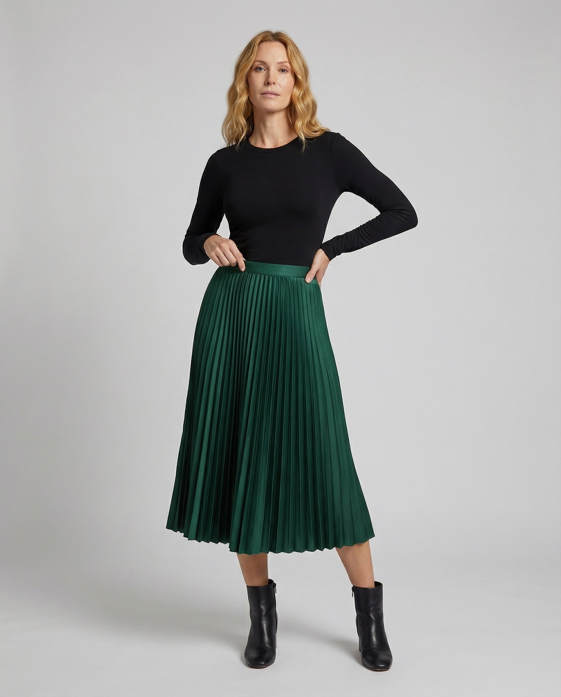 Gonna Midi Donna in Satin Plissettata - Brentozzi