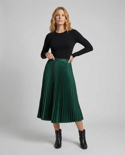 Gonna Midi Donna in Satin Plissettata - Brentozzi