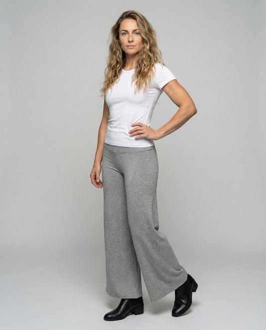 Pantaloni Donna Fluidosi Vita Alta Gamba Svasata - Brentozzi