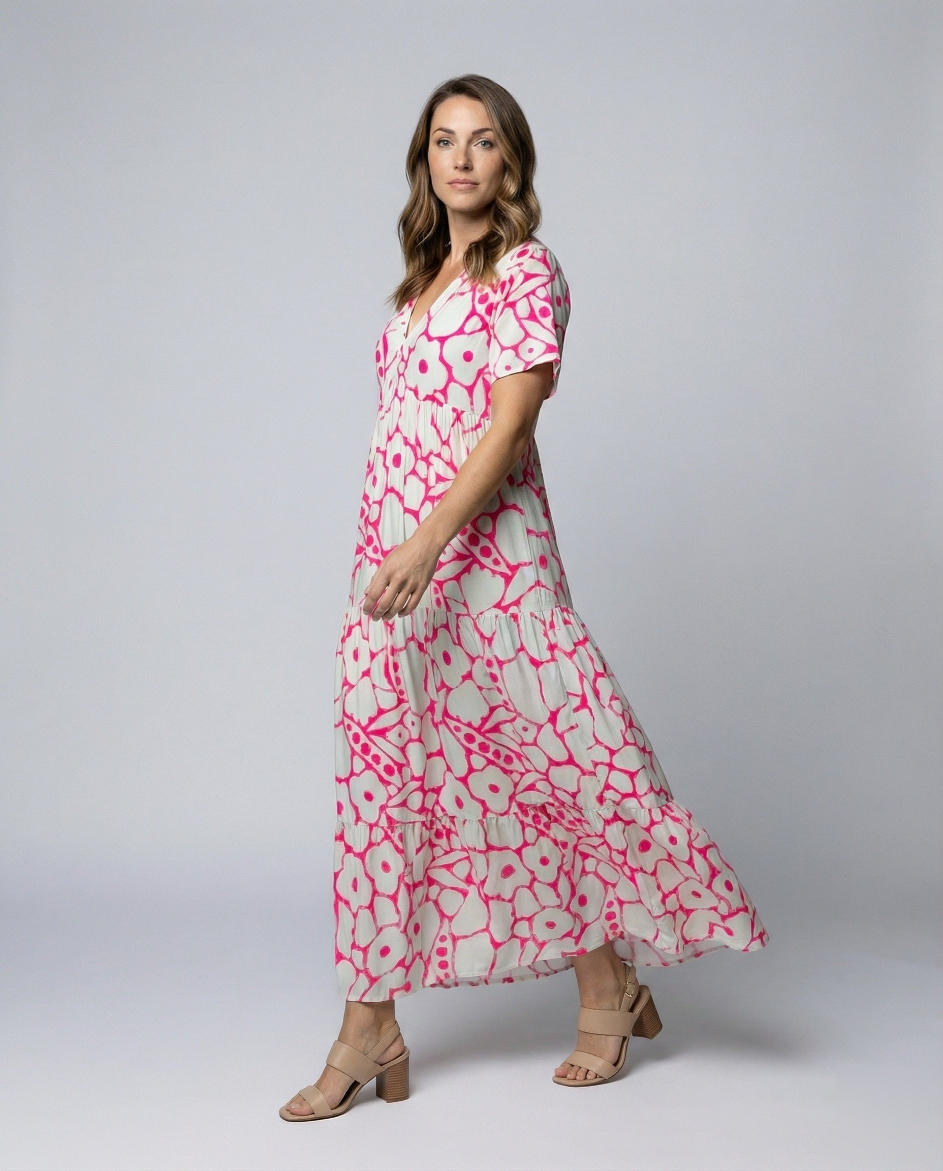 Abito Maxidress Donna Svasato Orlo a Volant - Brentozzi