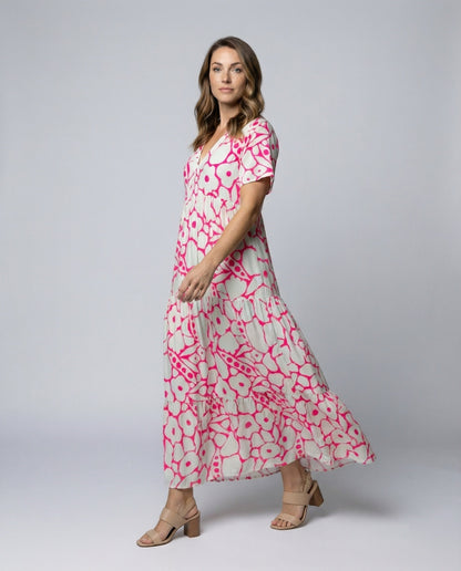 Abito Maxidress Donna Svasato Orlo a Volant - Brentozzi