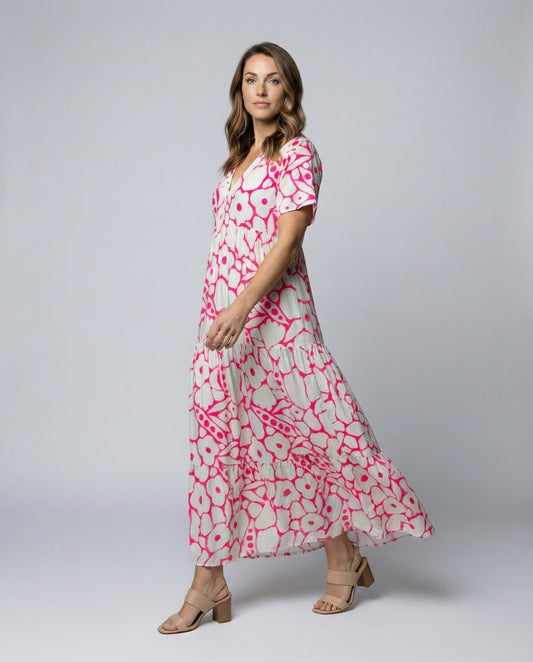Abito Maxidress Donna Svasato Orlo a Volant - Brentozzi