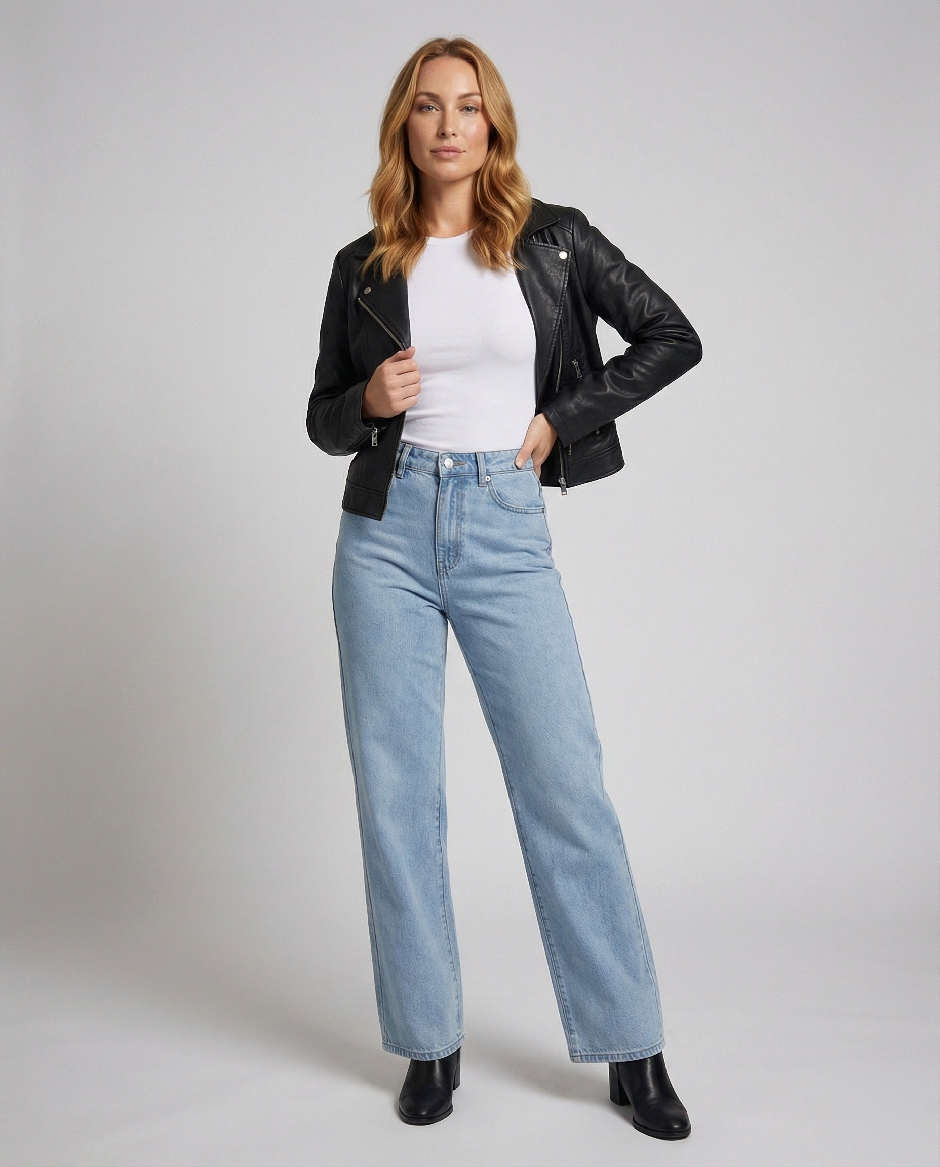 Pantaloni Donna Denim Vita Alta Gamba Larga - Brentozzi