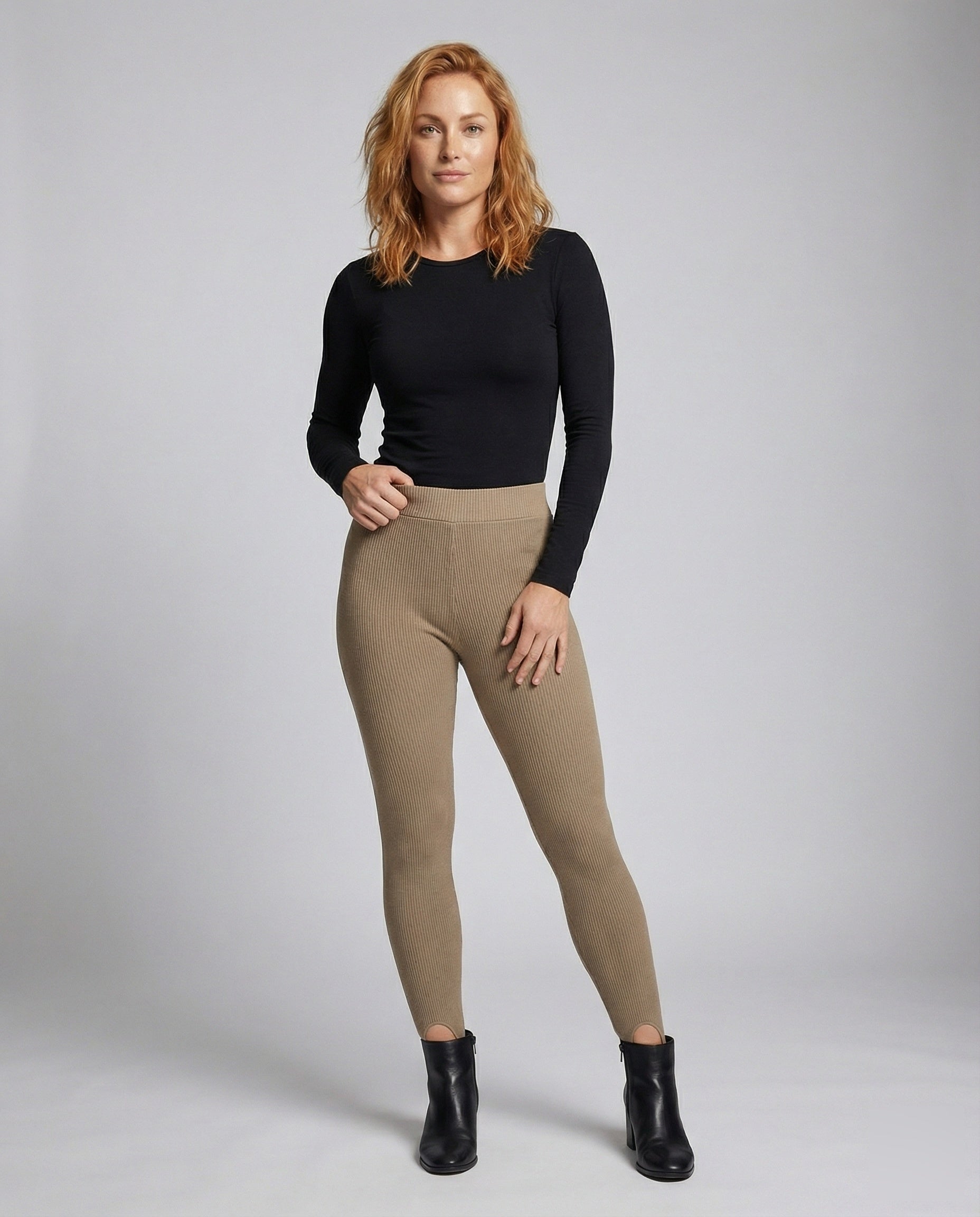Leggings Donna in Maglia Vita Alta con Spacco alla Caviglia - Brentozzi